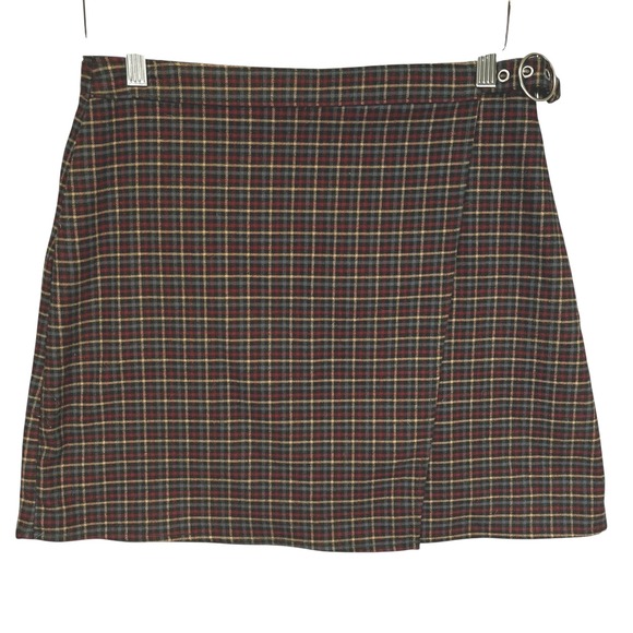 Hollister Plaid Wrap Mini Skirt High Rise Buckle Academia Y2K Women's Medium - Picture 1 of 5